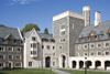 The west gate and the tower hold the north-west corner of the main quad.