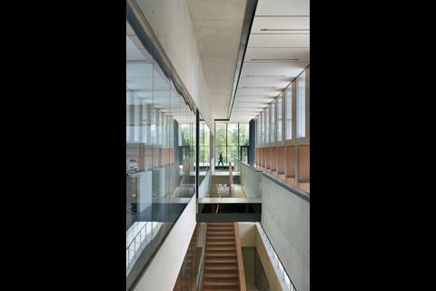 The laboratories sit behind full-height glazing which gives a sense of visual proximity.