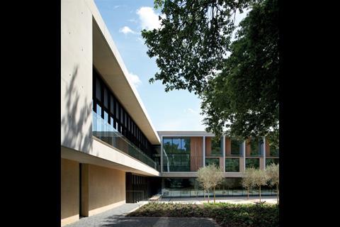 The open central courtyard space is the social core, designed to facilitate interaction between the community of 120 scientists
